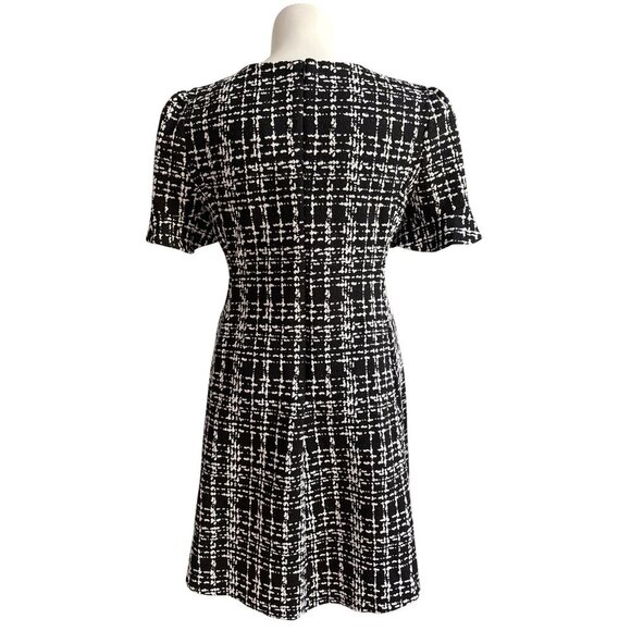 DKNY NWT $139 Flounce-Sleeve Fit & Flare Dress, Black Ivory Women's Size 16 - Picture 8 of 12